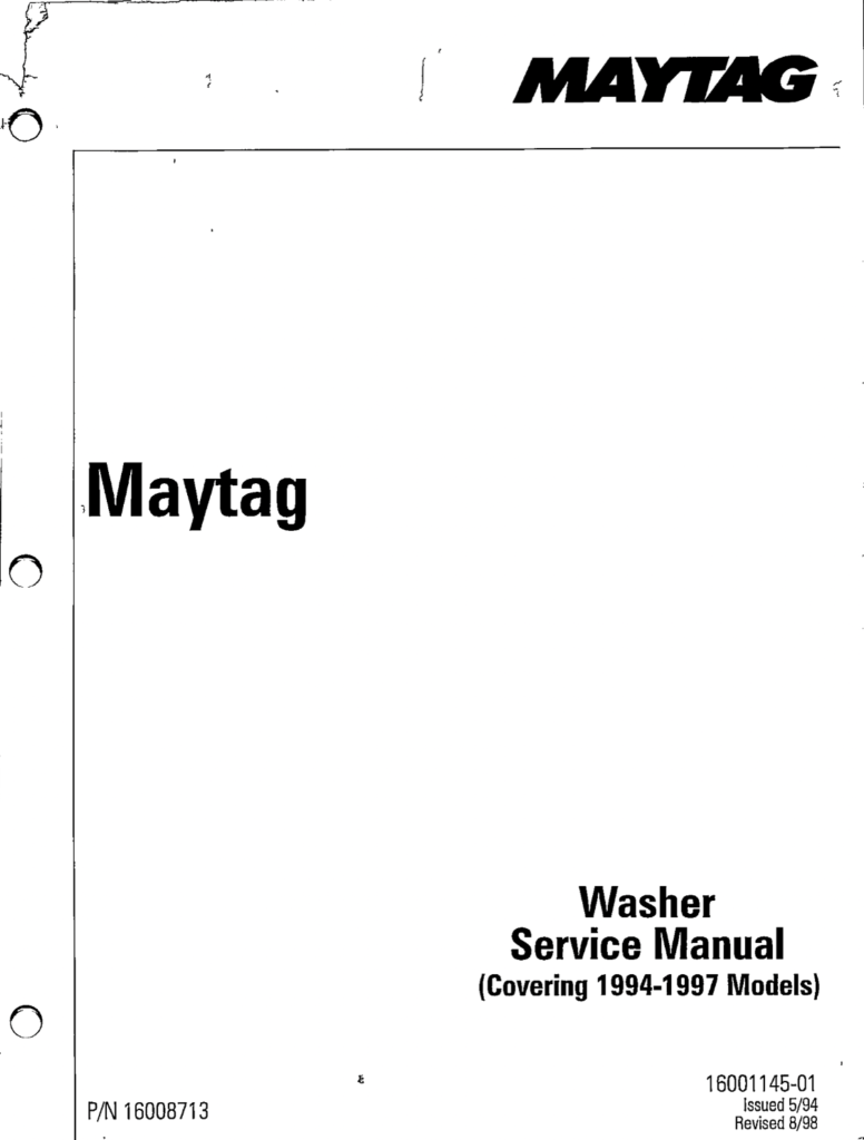 Maytag Washer Service Manual (19941997 Models) PDF Download Lorain Furniture