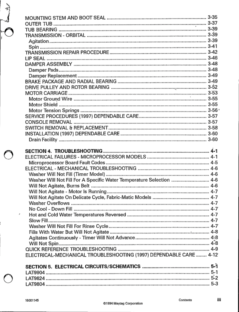 Maytag Washer Service Manual (19941997 Models) PDF Download Lorain Furniture
