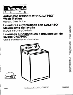 Kenmore Use and Care Guide for Automatic Washers with Calypso Wash Motion PDF Download