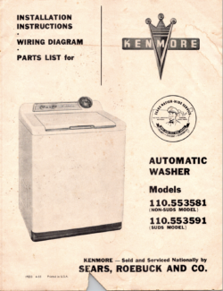Kenmore Automatic Washer Model Nos. 110.553581 and 110.553591 Installation Instructions PDF Download