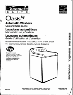 Kenmore Oasis Automatic Washer Use and Care Guide PDF Download