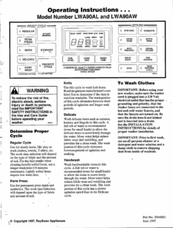 Amana Washer Model Nos. LWA90AL & LWA90AW Operating Instructions PDF Download