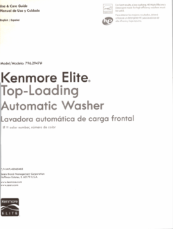 Kenmore Elite Top Loading Washer Use and Care Guide PDF Download