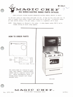 1971 Magic Chef 252-2CW Series Electric Range Parts Catalog