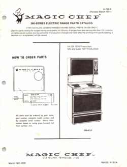 1977 Magic Chef 266 Series (266-5CW, 6C, 6CLW, 6CX) Electric Range Parts Catalog