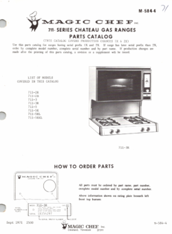 1971 Magic Chef 711 Series (711-2R, 2B, 3, 3R, 5, 5E, 5EL, 5EKL) Chateau Gas Ranges Parts Catalog