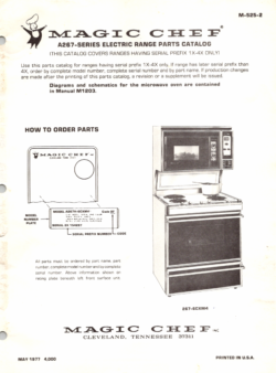 1977 Magic Chef A267 Series (A267-6CWM4, 6CLWM4, 6CXM4, 6CLXM4) Electric Range Parts Catalog