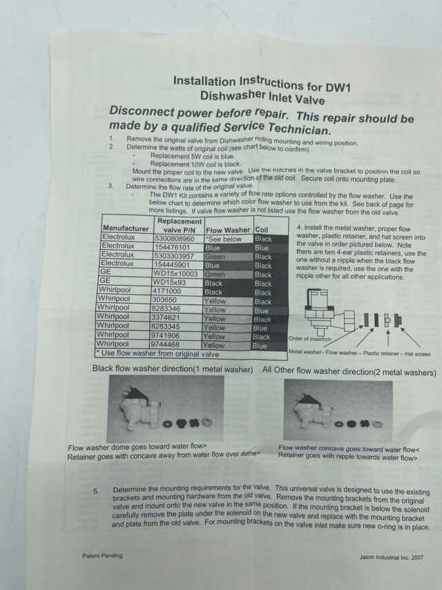 NOS DW1 Universal Dishwasher Inlet Valve 5300808960, WD15X93, 303650, 4171000, LF-DW1 - Image 3