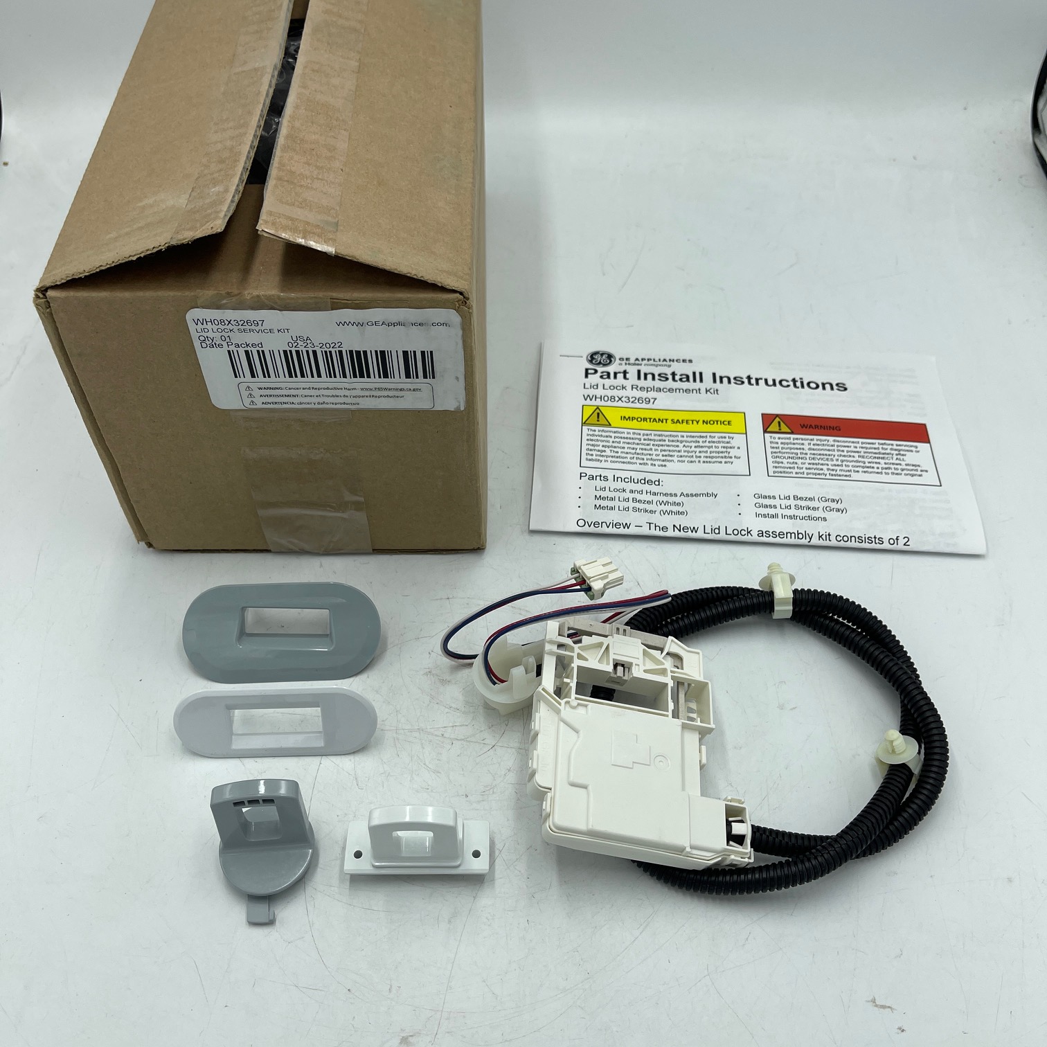 Genuine GE Washer Lid Lock Serevice Ki tWH08X37938, WH08X32697, WH08X32657, AP7225583