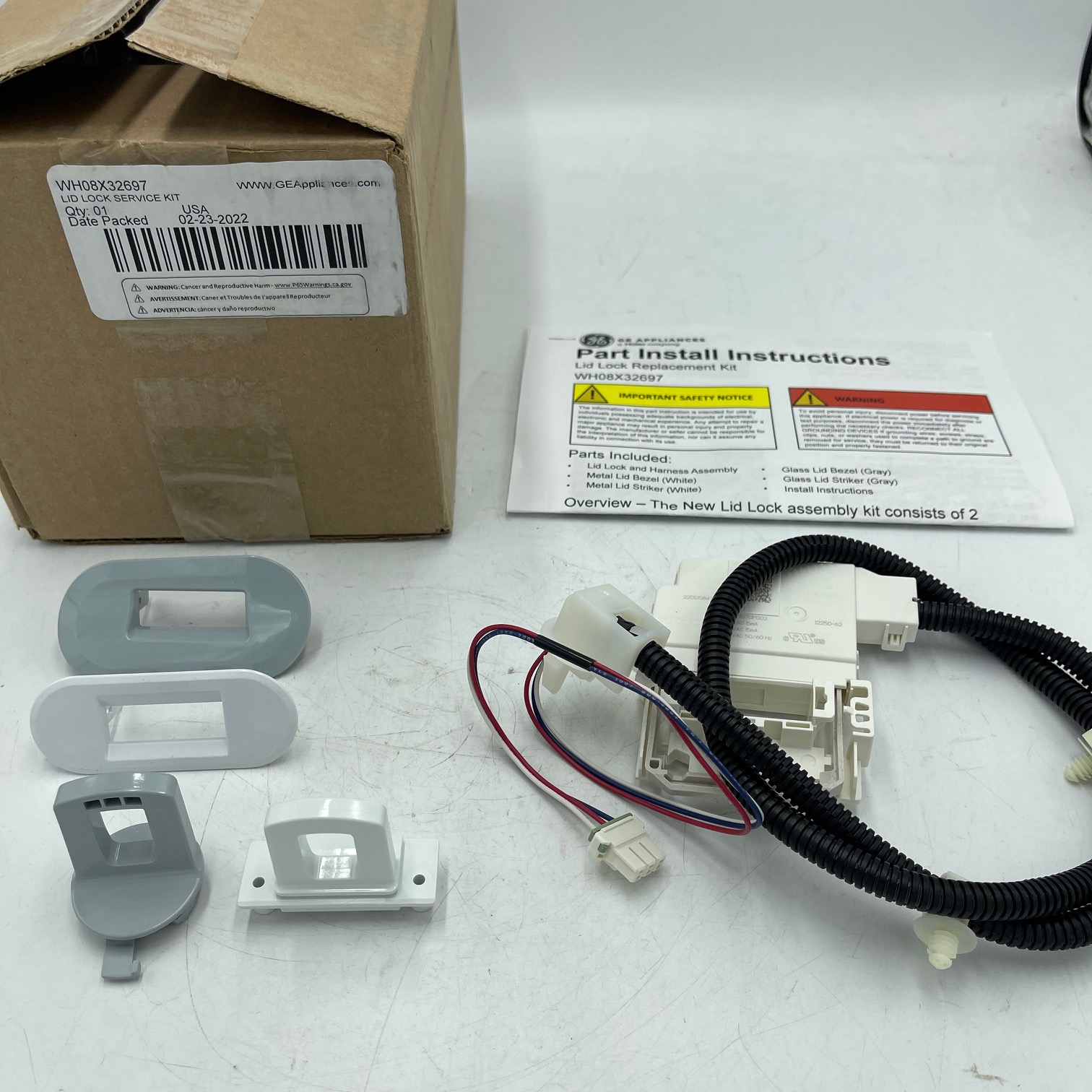 Genuine GE Washer Lid Lock Serevice Ki tWH08X37938, WH08X32697, WH08X32657, AP7225583 - Image 2