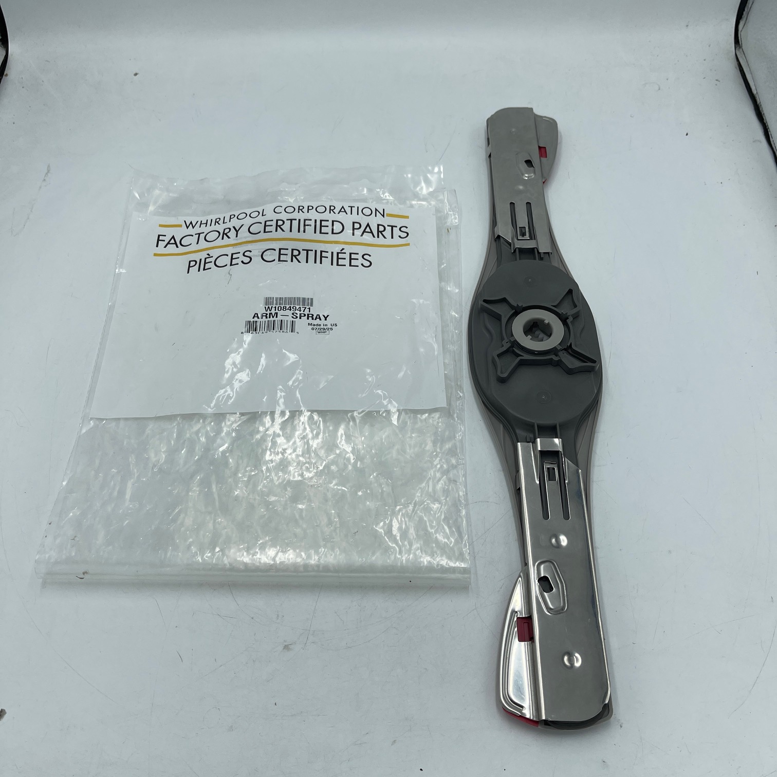 Genuine Whirlpool Dishwasher Spray Arm W10849471, AP6022259, PS11755592 - Image 2