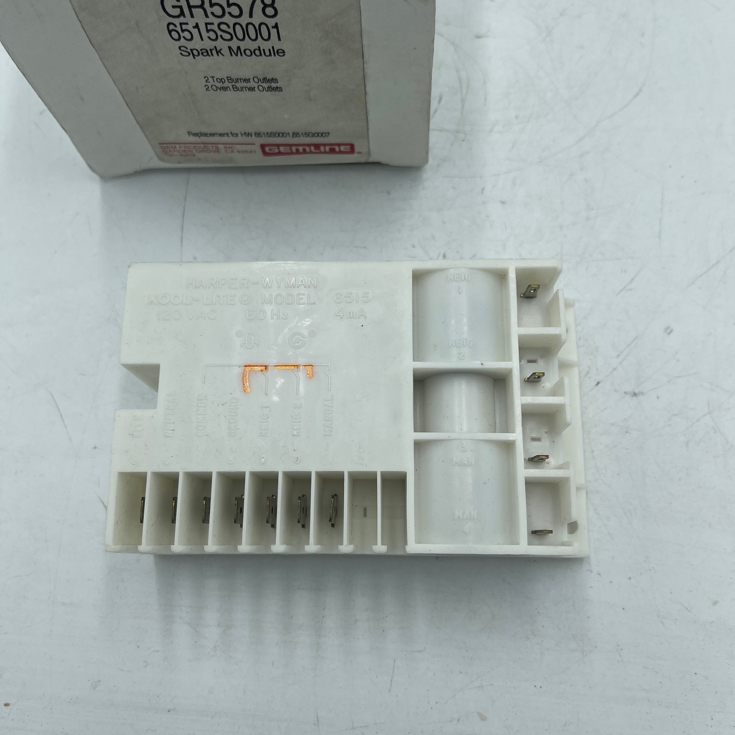 NOS Gemline Gas Range Spark Module GR5578, 6515S0001, AP3429669 - Image 2