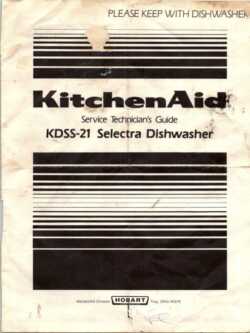 KitchenAid Dishwasher KDSS-21 Tech Guide
