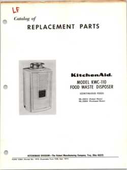 1973 KitchenAid Hobart Food Waste Disposer Replacement Parts Catalog KWC-110