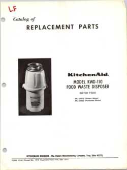 1973 KitchenAid Hobart Food Waste Disposer Replacement Parts Catalog KWD-110