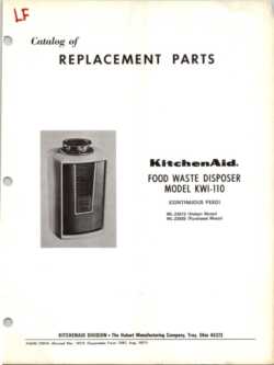 1973 KitchenAid Hobart Food Waste Disposer Replacement Parts Catalog  KWI-110