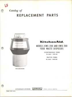 1974 KitchenAid Hobart Food Waste Disposers Replacement Parts Catalog