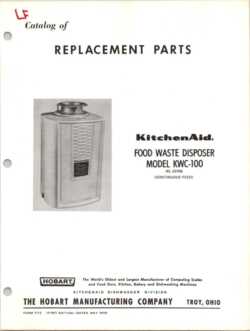 1970 KitchenAid Hobart Food Waste Disposer Replacement Parts Catalog KWC-100
