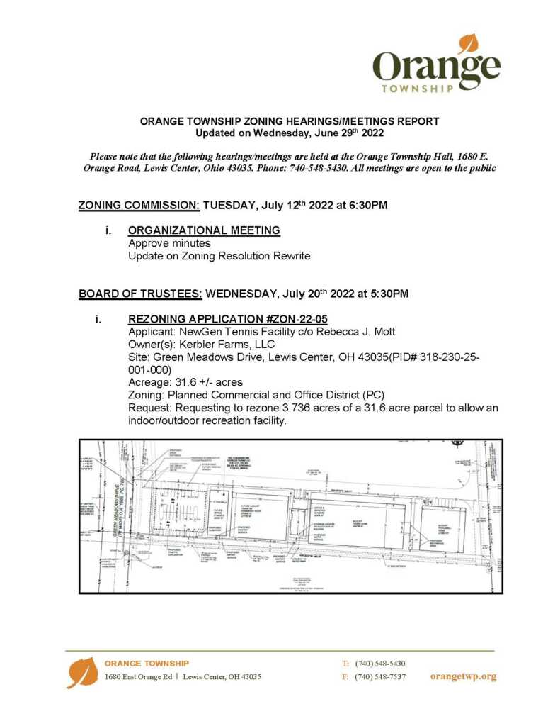 2022.07.20 Special Trustee Meeting Zoning Hearing Orange Township