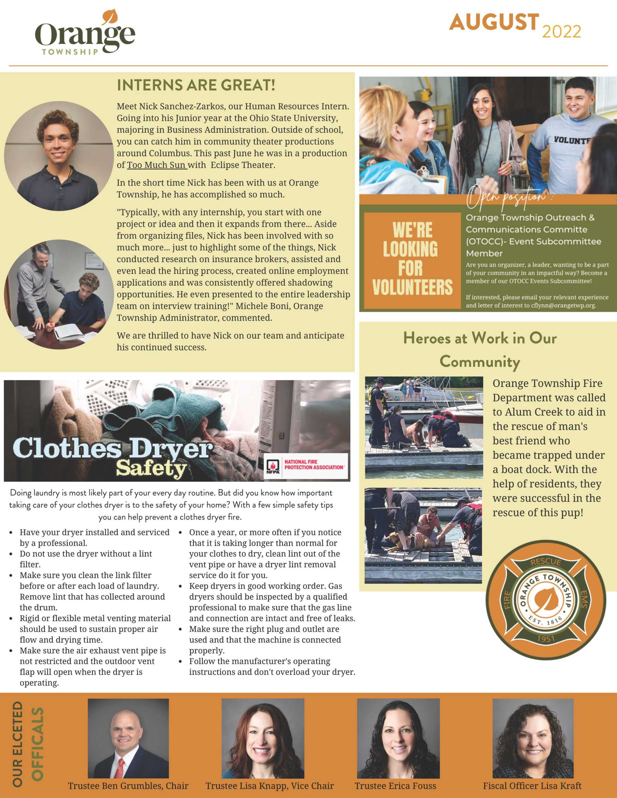 August 2022 Newsletter Orange Township, OH Official site