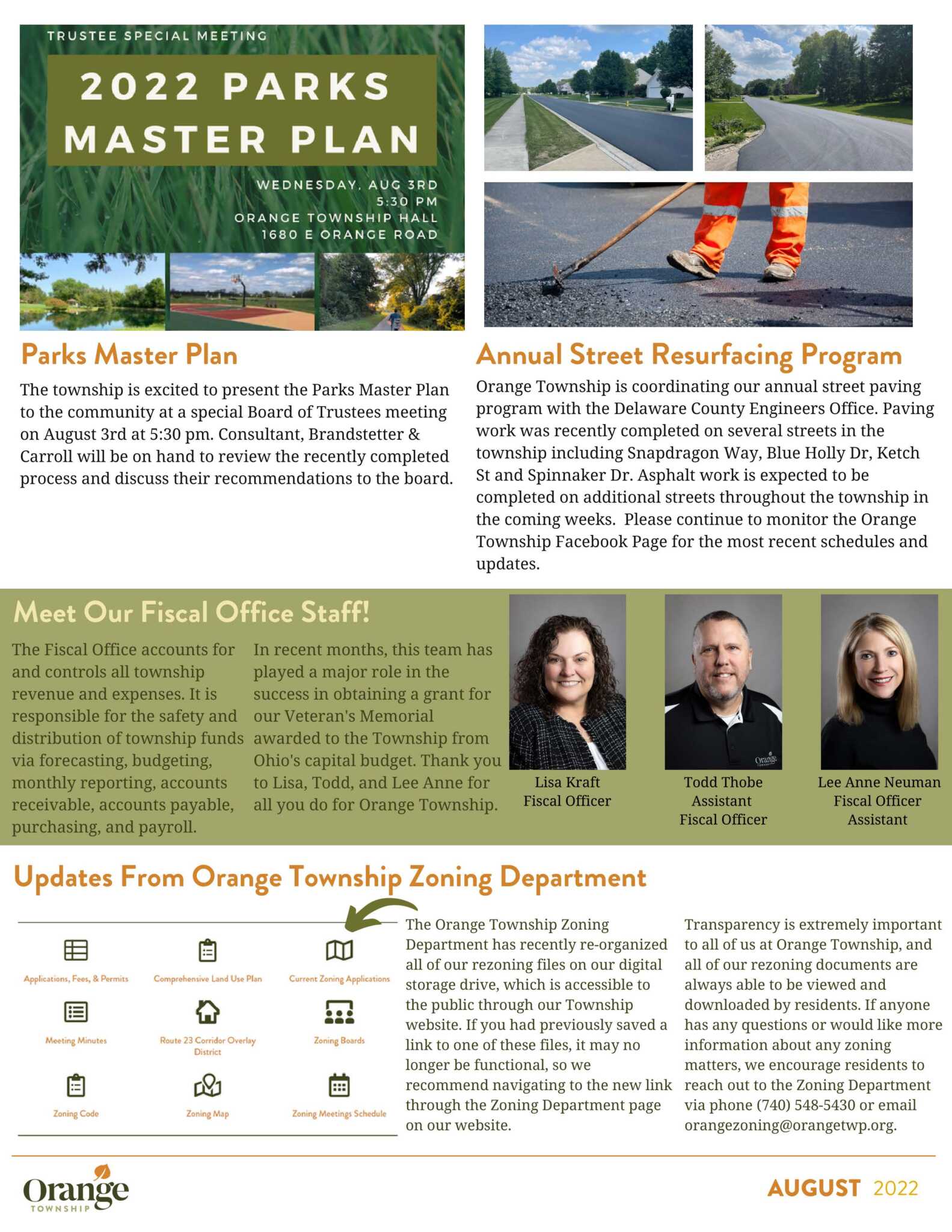 August 2022 Newsletter Orange Township, OH Official site
