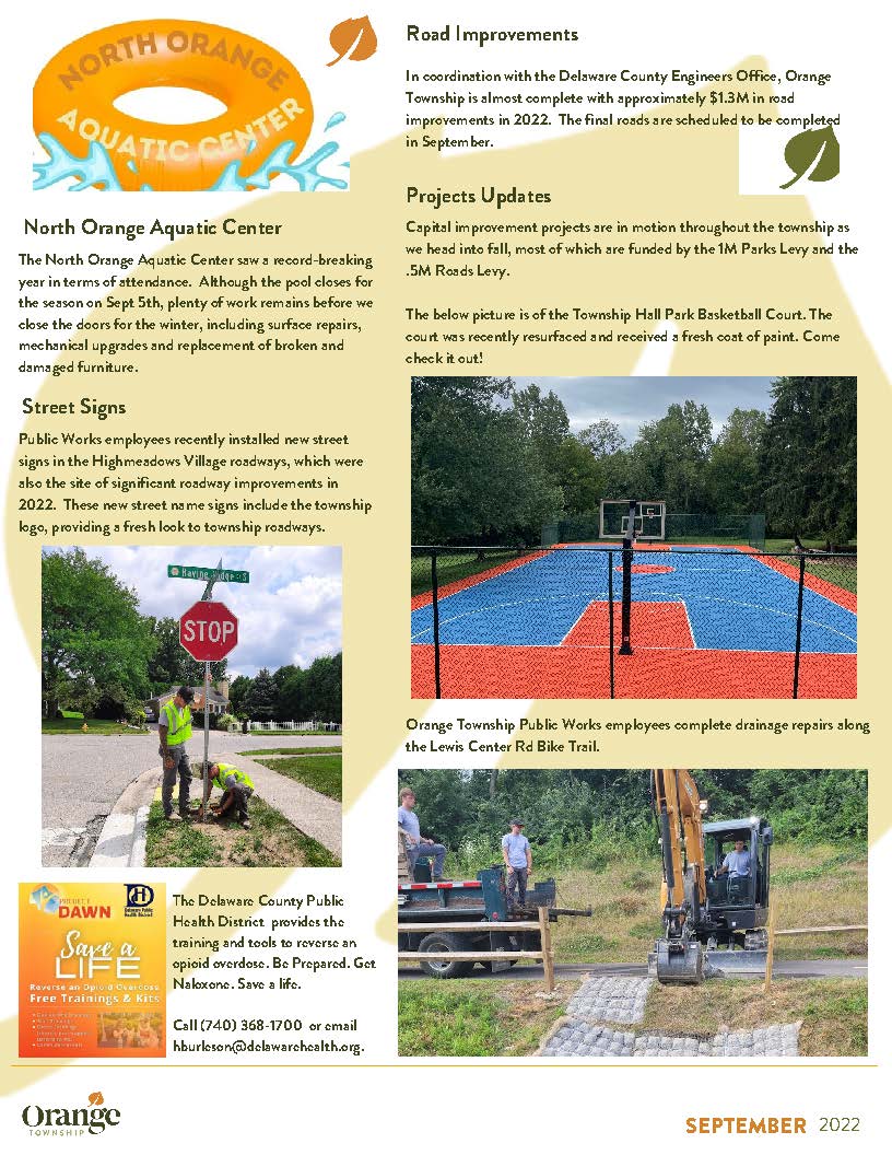 September 2022 Newsletter Orange Township, OH Official site