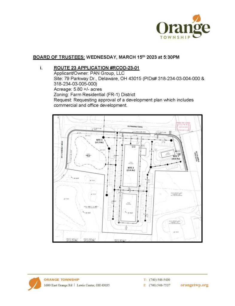 2023.03.15, 530PM Board of Trustees Zoning Hearing Orange Township
