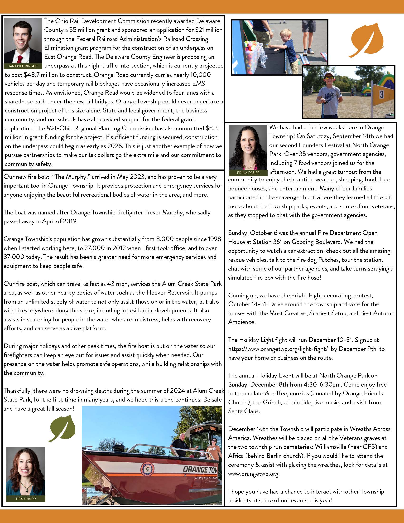Fall Newsletter Orange Township, OH Official site