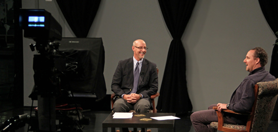 Superintendent John Trunk being interviewed