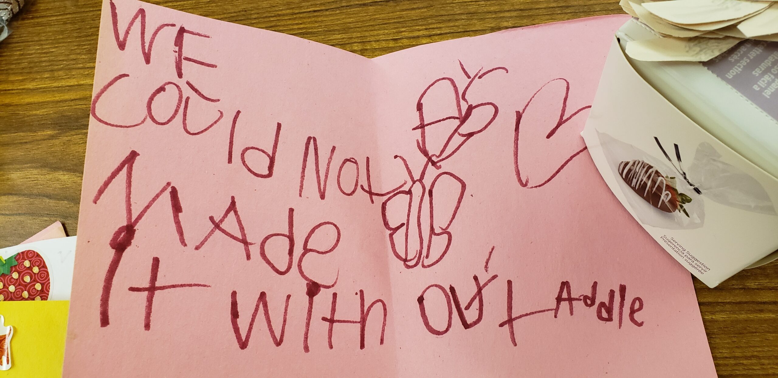Thank you note written by a child to DSPs