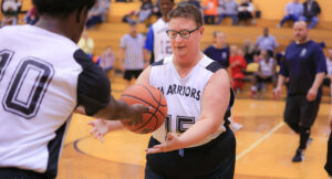 Athletes, Staff, and Community Members participating in the Special Olympics Basketball Fundraiser.