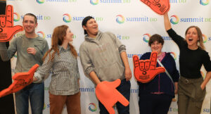 Athletes, Staff, and Community Members participating in the Special Olympics Basketball Fundraiser.