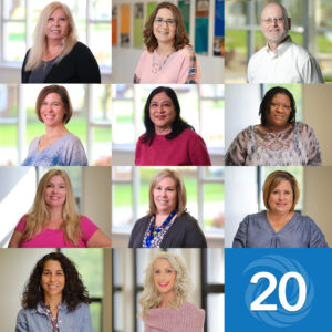 Collage of 20 year service award recipients.