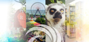 Collage of Summer Activities, including Summit Metro Parks, Cedar Point, Akron Zoo, and Akron Library.