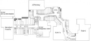 Image of a mall store map for illustrative purposes only