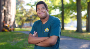 Maliek posing proudly for a photo at a Cuyahoga Falls parks and recreation location.