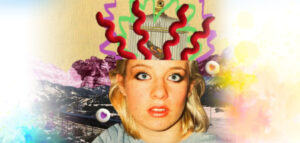 Art portrait of a women spawning ideas from her mind.