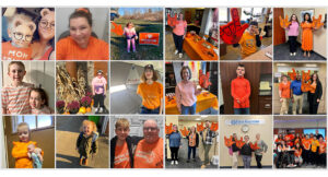 Collage of community members wearing orange to celebrate Inclusion Day.