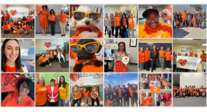 Collage of community members wearing orange to celebrate Inclusion Day.