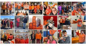 Collage of community members wearing orange to celebrate Inclusion Day.