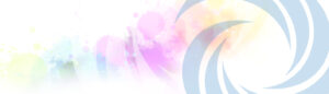 Decorative header with logo icon and colorful paint splatters