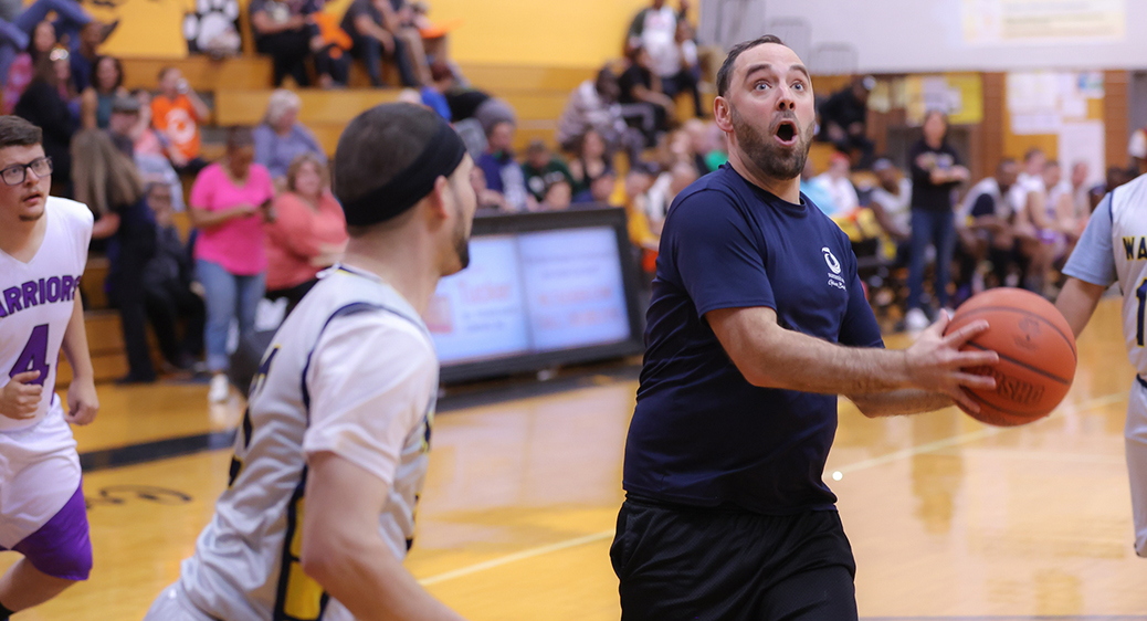In-game action photo from the Summit DD vs Special Olympics Basketball Game.