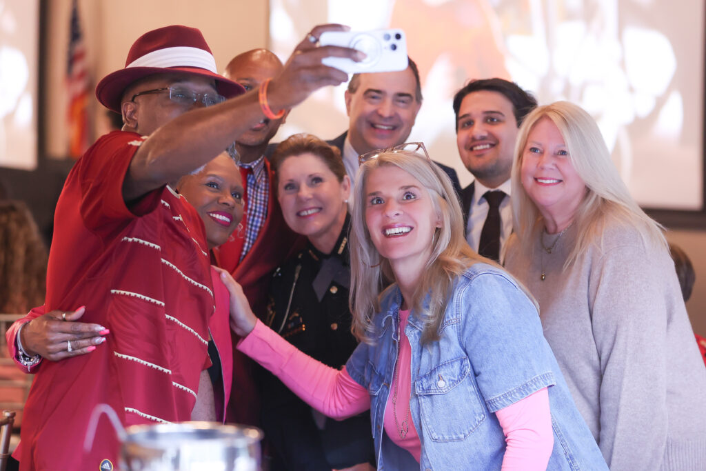 Group of attendees (including Mayor Malik and Superintendent Lisa Kamlowsky) taking a selfie at Summit DD's 2026 Appreciation Breakfast