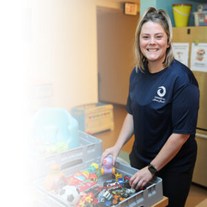 SSA Rachel Miller volunteering at Summit County Children Services. Summit DD Gives Back. Volunteer.