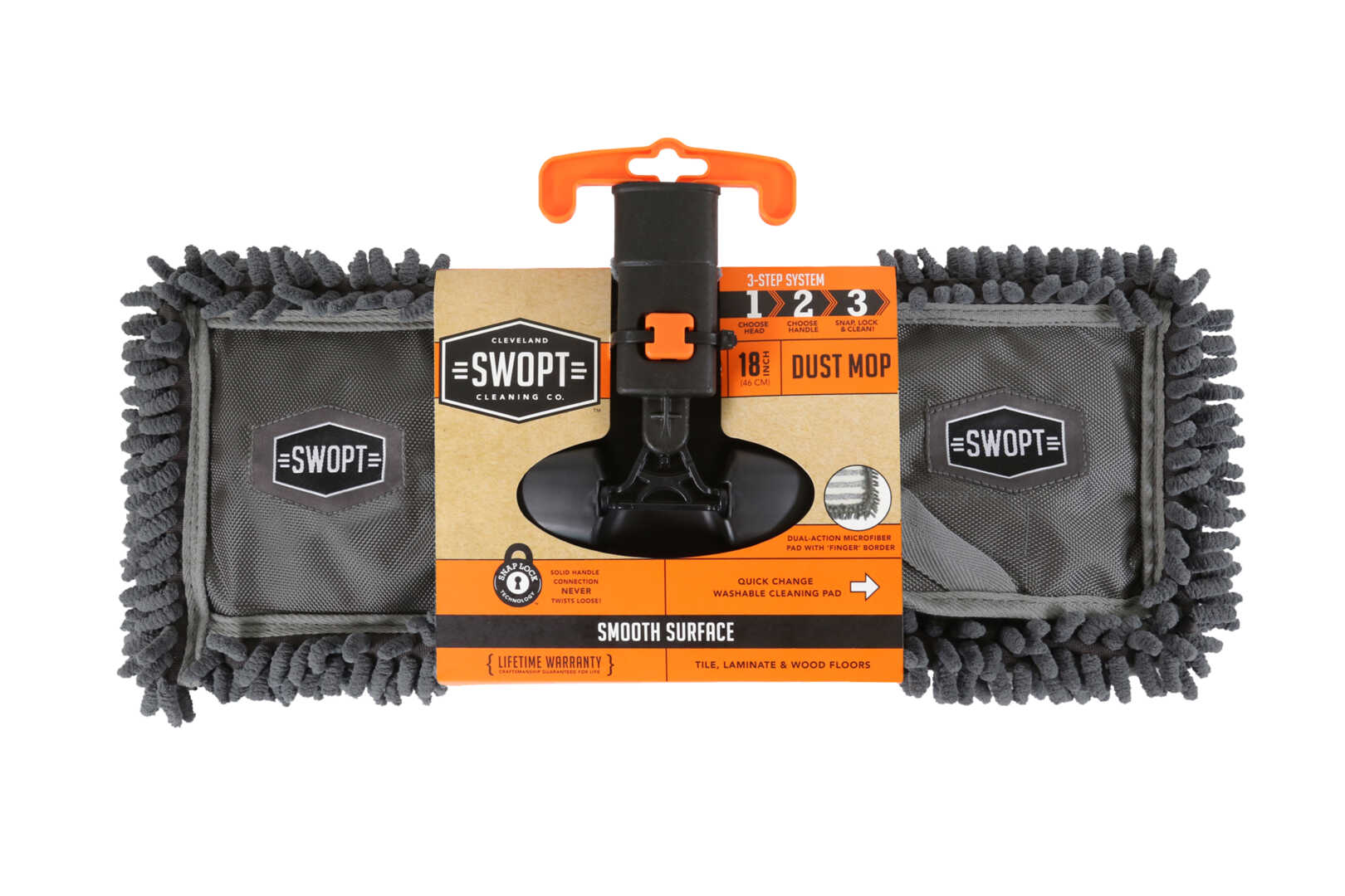 18 IN. MICROFIBER DUST MOP W/60″ STEEL HANDLE & 18" REFILL COMBO