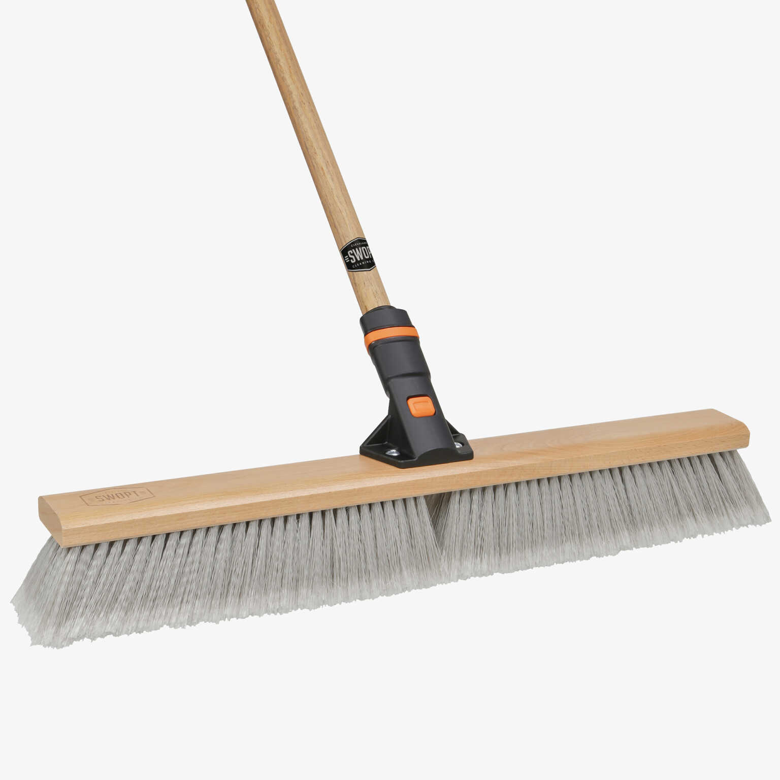 24 in. MultiSurface Push Broom w/60" Wooden Handle Combo SWOPT