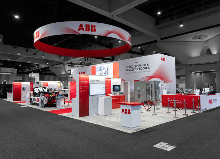 Trade show booth exhibit at NECA 2024 for ABB