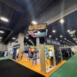 Custom trade show booth exhibit with urban vibe modern graphics for PPAI for Stahls