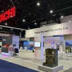 Custom island trade show booth for Hitachi