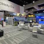 Trade show hospitality area for Hitachi at DTECH 2026